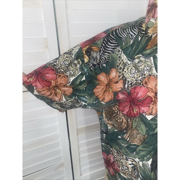 Vintage 80s 90s Ladies Denim Republic African Lion Safari Button Shirt Cotton L - Picture 2 of 8